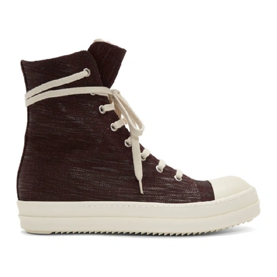 Shop Rick Owens Drkshdw Red Denim High-top Sneakers In 03 Cherry