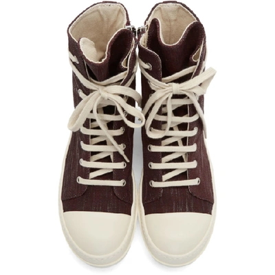 Shop Rick Owens Drkshdw Red Denim High-top Sneakers In 03 Cherry