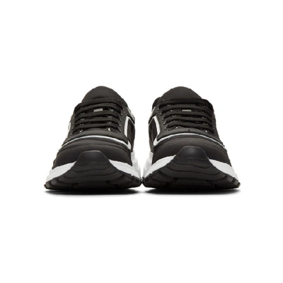 Shop Prada Black & White Gabardine Soft Sneakers