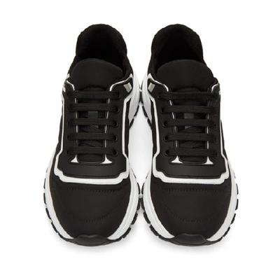 Shop Prada Black & White Gabardine Soft Sneakers