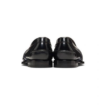 Shop Prada Black & Blue Leather Logo Loafers