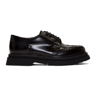 Shop Prada Black Wingtip Brogues