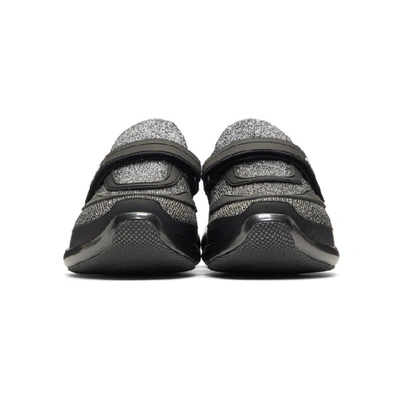 Shop Prada Black & Silver Metallic Cloudbust Sneakers