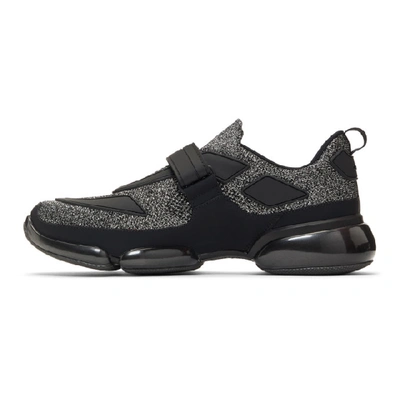 Shop Prada Black & Silver Metallic Cloudbust Sneakers