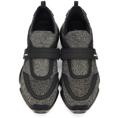 Shop Prada Black & Silver Metallic Cloudbust Sneakers