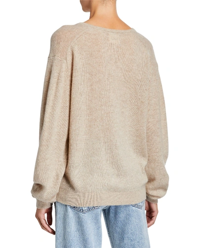 Shop Khaite Sam Cashmere V-neck Sweater In Light Beige