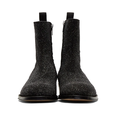 Shop Alexander Mcqueen Black Glitter Zip-up Boots In 1374 Galblk