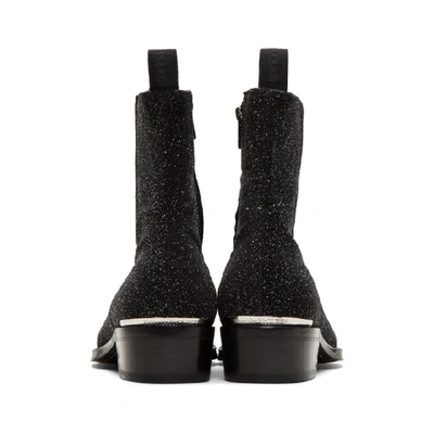 Shop Alexander Mcqueen Black Glitter Zip-up Boots In 1374 Galblk