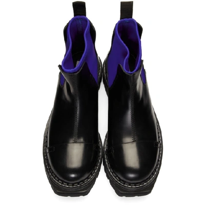 Shop Kenzo Black Kamden Chelsea Boots In 74 Slateblu