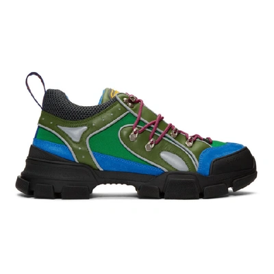 Shop Gucci Green And Blue Flashtrek Sneakers In 3767 N.sh/b