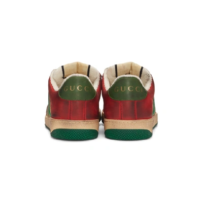 Shop Gucci Red And Green Screener Sneakers In 6465 Red