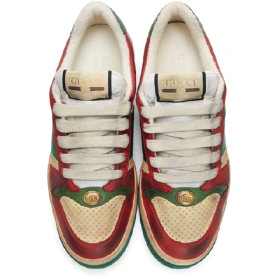 Shop Gucci Red And Green Screener Sneakers In 6465 Red