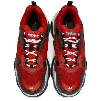 Shop Balenciaga Red And Black Triple S Sneakers In 6576rouge/