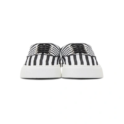 Shop Saint Laurent Black And White Striped Venice Sneakers In 1016 Nerobi
