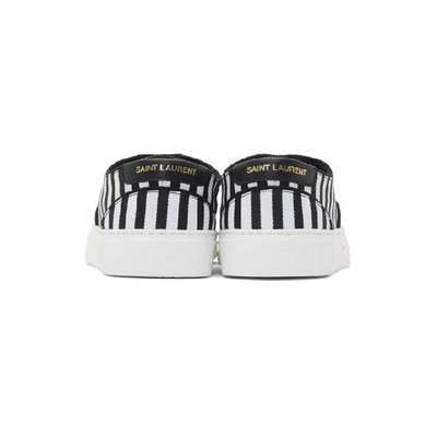 Shop Saint Laurent Black And White Striped Venice Sneakers In 1016 Nerobi