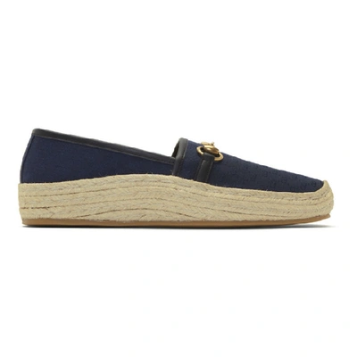 Shop Gucci Navy Gg Horsebit Mignon Espadrilles In 4365 Ldnblu