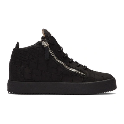 Shop Giuseppe Zanotti Black Croc Kriss High-top Sneakers In Nero
