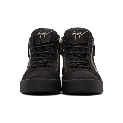 Shop Giuseppe Zanotti Black Croc Kriss High-top Sneakers In Nero