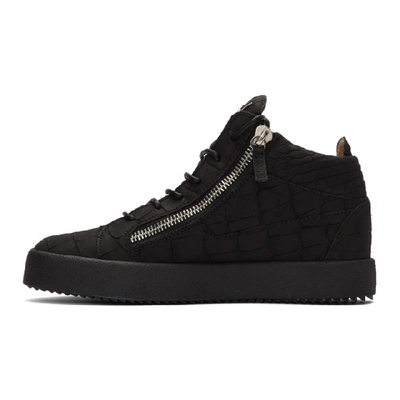 Shop Giuseppe Zanotti Black Croc Kriss High-top Sneakers In Nero