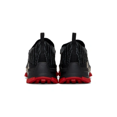 Shop Prada Black & Grey Knit Muline Sneakers In Black/red