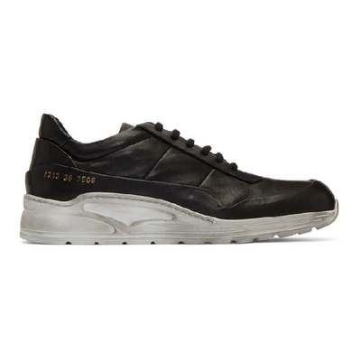 Shop Common Projects Black And White Leather Cross Trainer Sneakers In 7506 Blkwht