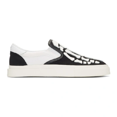 Shop Amiri Black And White Bones Slip-on Sneakers In Blkwht