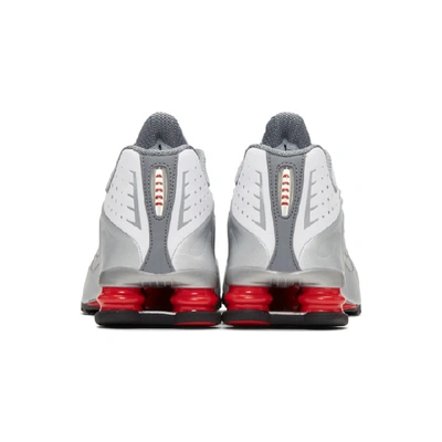Shop Nike White And Silver Shox R4 Sneakers