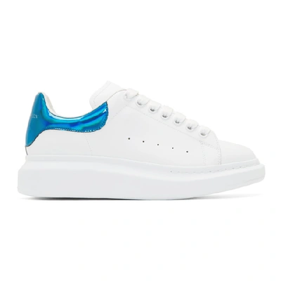 Shop Alexander Mcqueen Ssense Exclusive White And Blue Oversized Sneakers