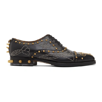 Shop Gucci Black Studded Brogues In 1000 Nero
