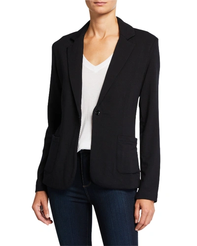 Shop Majestic French Terry One-button Blazer In Noir