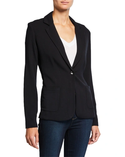 Shop Majestic French Terry One-button Blazer In Noir