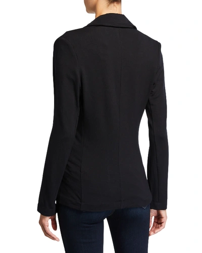 Shop Majestic French Terry One-button Blazer In Noir
