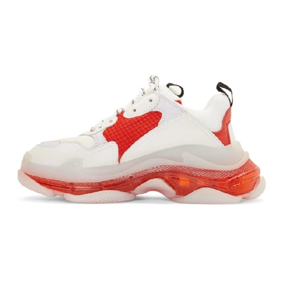 Shop Balenciaga White And Red Triple S Clear Sole Sneakers In 6505whredgr