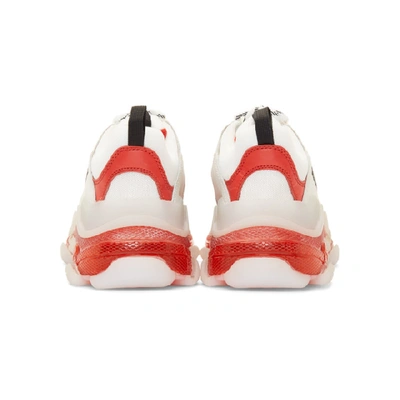Shop Balenciaga White And Red Triple S Clear Sole Sneakers In 6505whredgr
