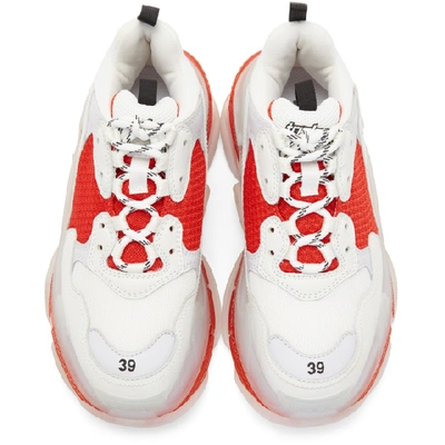 Shop Balenciaga White And Red Triple S Clear Sole Sneakers In 6505whredgr