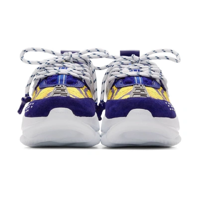 Shop Versace Blue & Gold Heritage 'crete De Fleur' Chain Reaction Sneakers