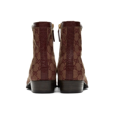 Shop Gucci Burgundy Canvas Original Gg Boots In 9864 Bordea