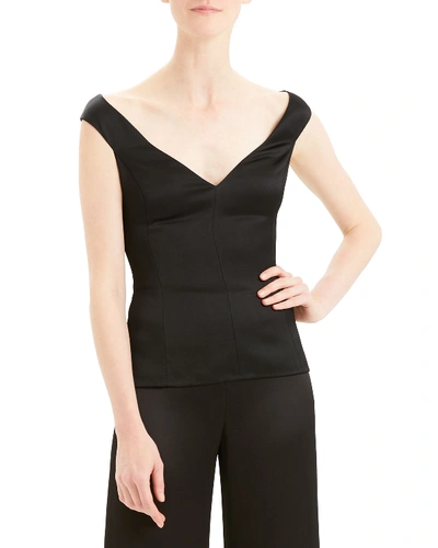 Shop Theory Paneled Off-shoulder Shell In Black