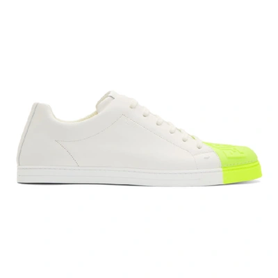 FENDI 白色 AND 绿色“FOREVER FENDI”皮革运动鞋