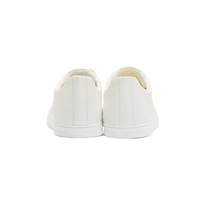 FENDI 白色 AND 绿色“FOREVER FENDI”皮革运动鞋
