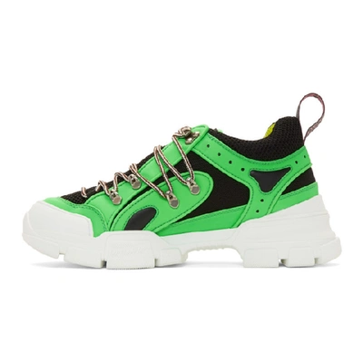Shop Gucci Green Flashtrek Sneakers In 3566 Green