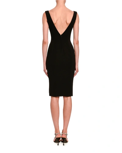 Shop Dolce & Gabbana Sleeveless Wool Crepe V-neck Dress In Black