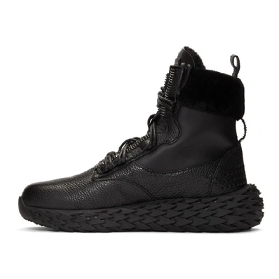 Shop Giuseppe Zanotti Black Lindos Urchin Combat Sneakers In Vague Nero