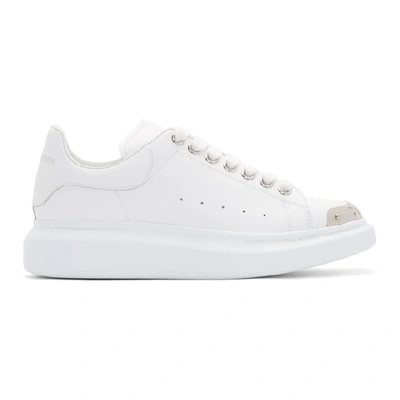 Shop Alexander Mcqueen White & Silver Toe Cap Oversized Sneakers