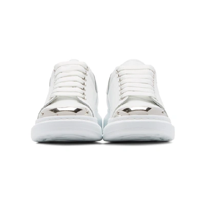 Shop Alexander Mcqueen White & Silver Toe Cap Oversized Sneakers