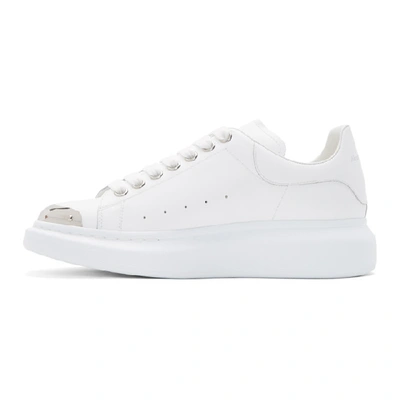 Shop Alexander Mcqueen White & Silver Toe Cap Oversized Sneakers