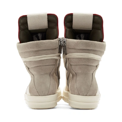 Shop Rick Owens Off-white & Grey Geobasket Sneakers