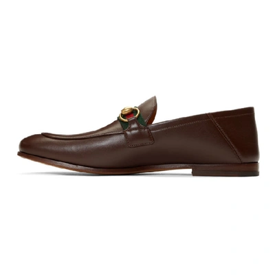 Shop Gucci Brown Web Brixton Loafers In Light Brown