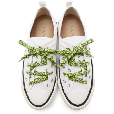 Shop Lanvin White Canvas Logo Sneakers In 01 Opt Whit