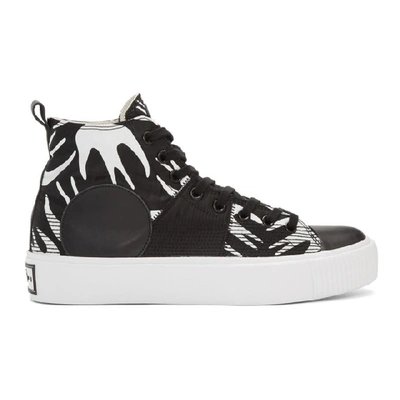 Shop Mcq By Alexander Mcqueen Mcq Alexander Mcqueen Black And White Plimsoll Platform High Sneakers In 1006 Blkwht